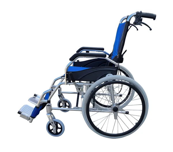 BLue Foldable Backrest Lightweight Wheelchair Side BLue Foldable Backrest Lightweight Wheelchair Side