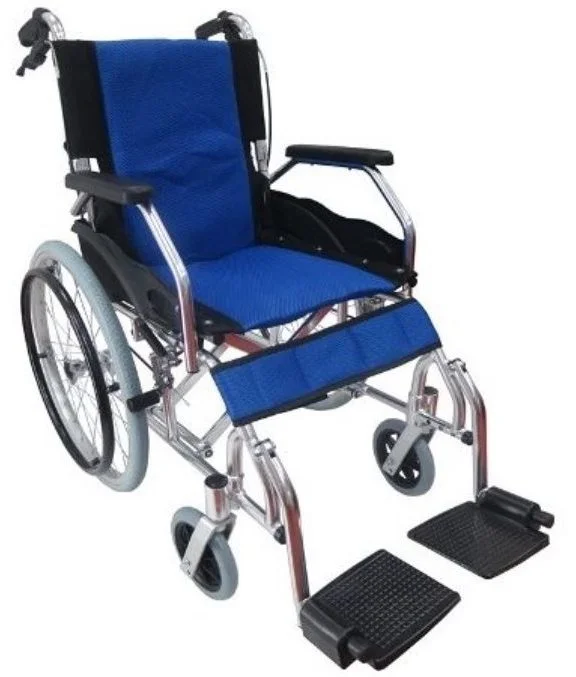 Blue Foldable Backrest Lightweight Wheelchair - FREEWHEELS Blue Foldable Backrest Lightweight Wheelchair - FREEWHEELS