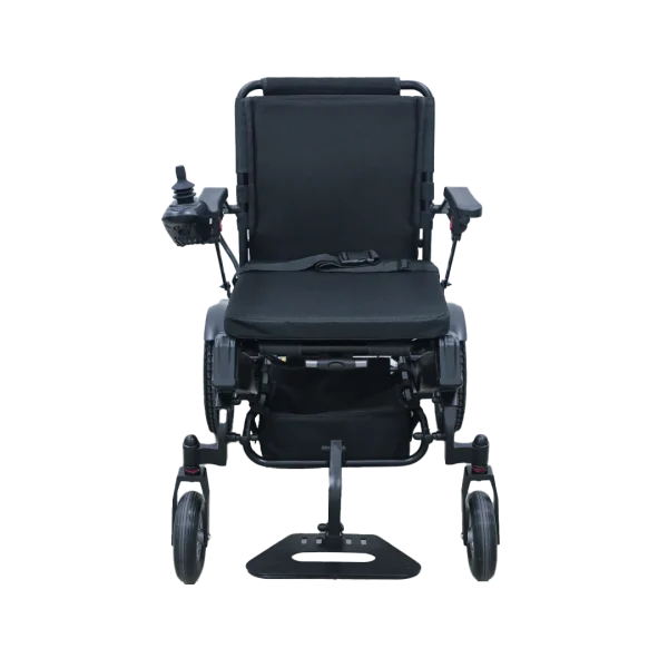 Lightweight and Portable Folding Electric Wheelchair Front View Lightweight and Portable Folding Electric Wheelchair Front View